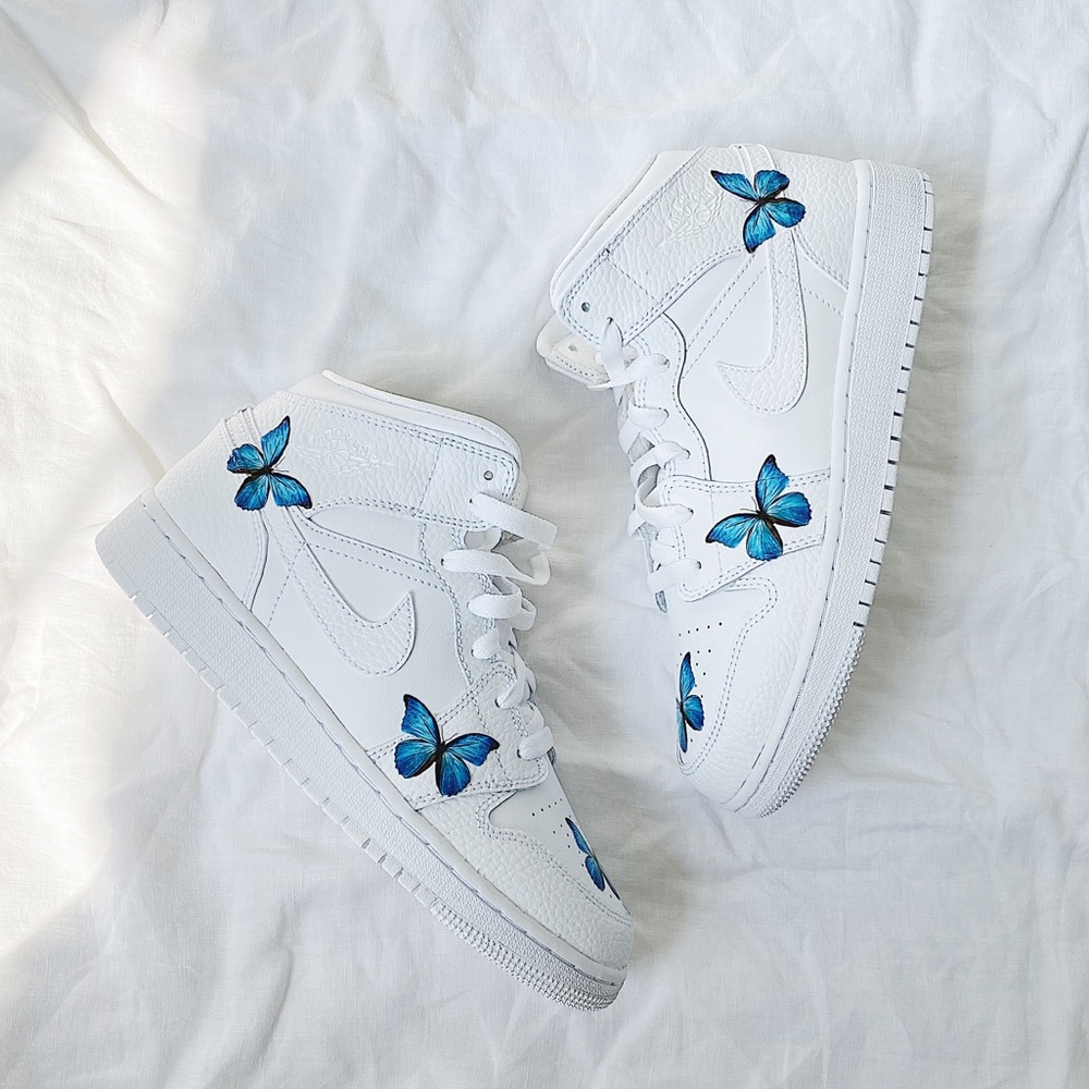 Nike custom 🦋 air jordan 1 mid sneakers - Picture 5 of 7